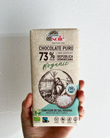 Tableta de chocolate 73% y flor de sal